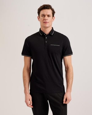 Polo Ted Baker Polo With Striped Details Noir Homme | OLL-12775137